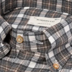 Borriello Sporthemd Aus Geburstetem Vintage-Baumwollflanell Mit Madras-Karomuster Linea Passio* Freizeithemden