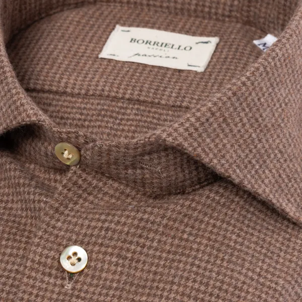 Borriello Sporthemd „Hahnentrittmuster" Aus Weichem Baumwollflanell Linea Passion* Freizeithemden