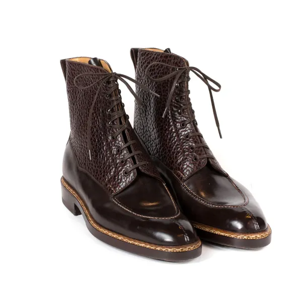 Saint Crispin's Stiefel „Norvegese Boot" Aus Dunkelbraunem Kalbsleder Und Wasserbuffel Rein* Mto