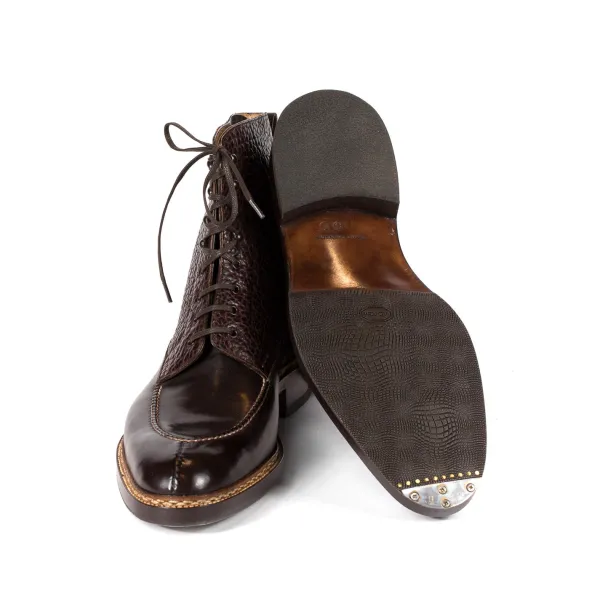 Saint Crispin's Stiefel „Norvegese Boot" Aus Dunkelbraunem Kalbsleder Und Wasserbuffel Rein* Mto