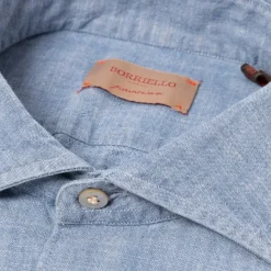 Borriello Vintage Vorgewaschenes Japanisches Chambray-Sporthemd Aus Baumwolle Linea Passion* Freizeithemden