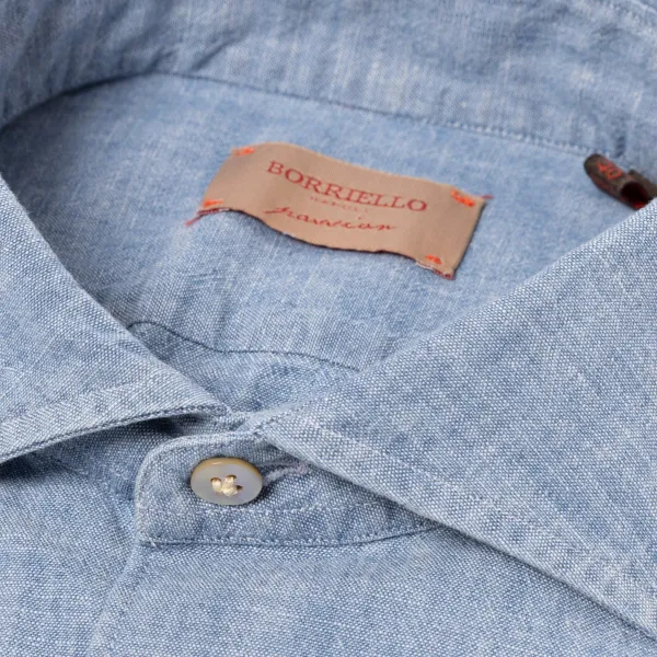 Borriello Vintage Vorgewaschenes Japanisches Chambray-Sporthemd Aus Baumwolle Linea Passion* Freizeithemden