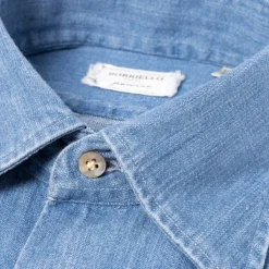 Borriello Vintage Vorgewaschenes Japanisches Baumwoll-Denim-Sportshirt* Freizeithemden