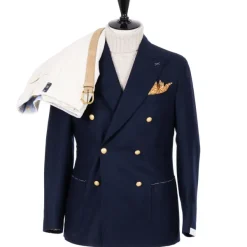 De Petrillo Zweireihige Jacke „Blazer Dorato" Aus Wolle Und Kaschmir Handgefertigt* Anzugjacke